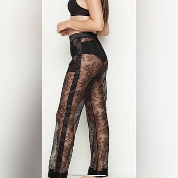 Victoria’s Secret Black Lace wide Straight legs see-through pajama Pants Size XS - Picture 2 of 6